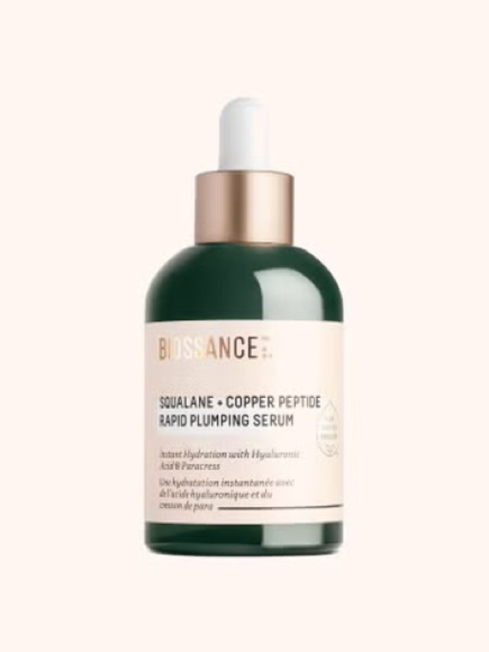 Biossance Green Dropper Bottle Squalane + Copper Peptide Serum 1.69 fl oz